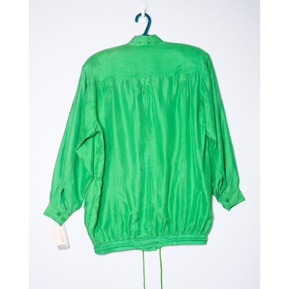 Deadstock Vintage Bianca Womens Size 6 Silk Windbreaker Jacket Green - Picture 3 of 6